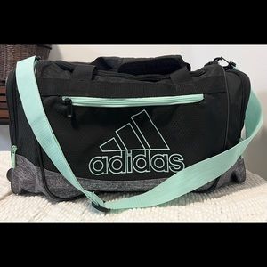 Adidas Defender III Small Duffel Bag, Black/Mint Green